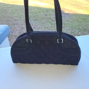 Vera Bradley Black Quilted Double Handle Shoulder Satchel Handbag Purse